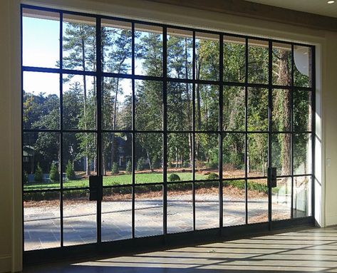 Wall Window Design, Black Steel Windows, Bike Workshop, Warehouse Windows, Airplane Hanger, Steel French Doors, Metal Manufacturing, Steel Doors And Windows, Industrial Windows