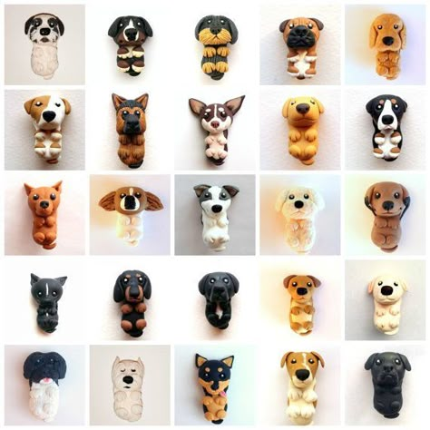 Clay Dogs, Polymer Clay Kunst, Polymer Clay Figures, Craft Lights, Polymer Clay Animals, Cute Polymer Clay, Polymer Clay Miniatures, Clay Animals, Clay Miniatures