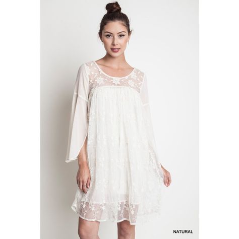 UmGee Lace Baby Doll Dress ($40) ❤ liked on Polyvore featuring dresses, natural, babydoll dress, white babydoll dress, lace dress, white lace dress and baby doll lace dress White Baby Doll Dress, Lacy White Dress, White Babydoll Dress, Angel Sleeves Dress, Lace Babydoll Dress, Fiesta Dress, Umgee Dress, Boho Style Outfits, Baby Doll Dress