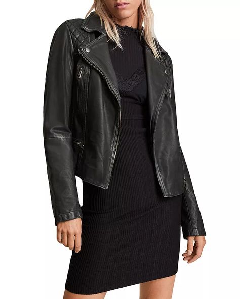 ALLSAINTS - Cargo Quilted Leather Biker Jacket Allsaints Leather Jacket, Edgy Classic Style, All Saints Clothing, Womens Leather Biker Jacket, Wife Fashion, Moto Biker Jacket, Womens Biker Jacket, London Today, Rocker Chic