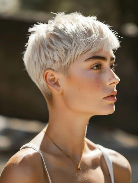 Super Short Haircuts, Chin Length Haircuts, Short Bobs, Short Hair Pixie Cuts, Pixie Haircut For Thick Hair, Women Ideas, Super Short Hair, Edgy Short Hair, Honey Hair