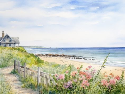 👀 Cape Cod Painting Beach Scene Art Print Seaside Wall Art Beach House Decor Wildflowers Artwork- multiple sizes to choose from 🌈 title: "Seaside Serenity" 🌈 print from my original watercolor painting 🌈 multiple sizes to choose from 🌈 materials: high quality matte paper or stretched canvas 🌈 shipping: high-quality protective packaging with tracking number 🌈 sell unframed - need to be framed. 🎯 Additionally, you have the option to order this print as a canvas print, framed canvas print, o Beach Prints Wall Art Free, Cape Cod Art, Cape Cod Artwork, Nantucket Art Print, Cape Cod Prints, Cape Cod Wall Art, Cape Cod Watercolor, Cape Cod Painting, Seaside Wall Art