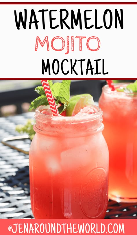 Watermelon Mocktail Recipe, Watermelon Alcoholic Drinks, Watermelon Mojito Recipe, Sour Patch Watermelon, Best Non Alcoholic Drinks, Easy Mocktail Recipes, Mojito Mocktail, Watermelon Mojito, Watermelon Drink