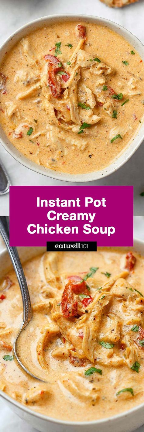 Instant Pot Creamy Chicken Soup — So cozy, so comforting and just so creamy. This easy chicken soup is ready in 25 minutes or less. - #recipe by #eatwell101® Instapot Accessories, Instant Pot Creamy Chicken Soup, Princess Recipes, Easy Chicken Soup, Instant Pot Soups, Creamy Chicken Soup, Instant Pot Soup Recipes, Instant Pot Meals, Instant Pot Soup