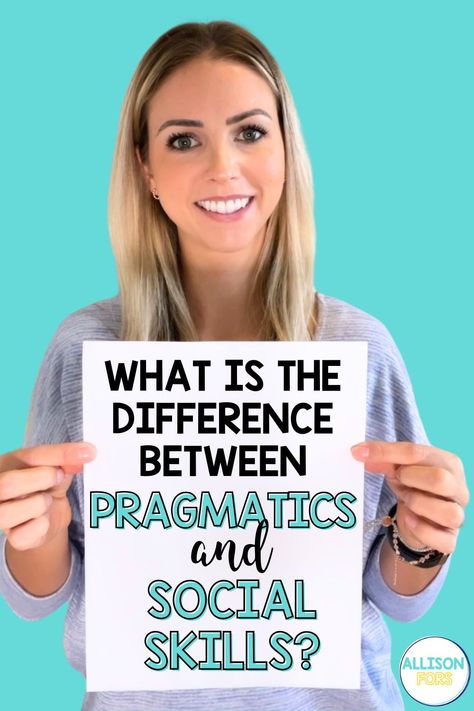 What is the difference between social skills and pragmatics? Most people use these terms interchangeably, but they don't hold the exact definition! Pragmatics is one component of social communication skills, alongside social interaction, social cognition, and language processing. Speech Therapy Social Skills, Social Skills For Preschoolers, Prelinguistic Skills, Social Pragmatic Activities, Social Language Speech Therapy, Say It Or Think It Social Skills, Social Communication Skills, Social Pragmatic Communication Disorder, High School Speech Therapy