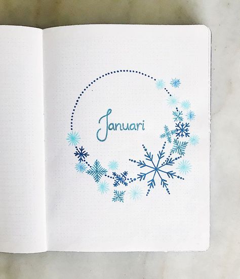 Janvier, bleu, flocons Diy Bullet Journal, Bullet Journal Month, January Bullet Journal, Bullet Journal Page, Bullet Journel, Bullet Journal 2020, Bullet Journal 2019, Bullet Journal Cover Page, Bullet Journal Weekly Spread