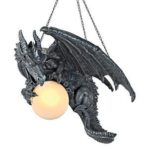 Design Toscano Nights Fury Sculptural Hanging Dragon Lamp Medieval Decoration, Dragon Lamp, Night Fury Dragon, Dragon Light, Medieval Dragon, Fantasy Bedroom, Decor Ikea, Dragon Decor, Dragon Sculpture