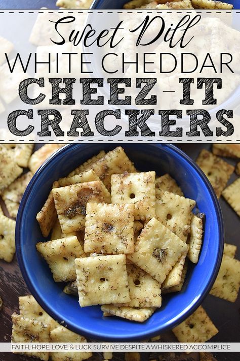 Sweet Dill White Cheddar Cheez-It Crackers - Baked to perfection, these crackers are lightly toasted and irresistibly crunchy. If you're a fan of Cheez-It crackers, get ready to take your game day, party, and everyday snacking to a whole new level. With the addition of dried dill, flavorful seasonings, melted butter, and a touch of sweet brown sugar, these irresistible White Cheddar Cheez-It Baked Snack Crackers are sure to become your new sweet and savory snack favorite. White Cheddar Crackers, Dill Crackers Recipe, Dill Crackers, Cracker Appetizers, Oyster Cracker, Sweet Appetizers, Crackers Homemade, Crackers Appetizers, Seasoned Crackers