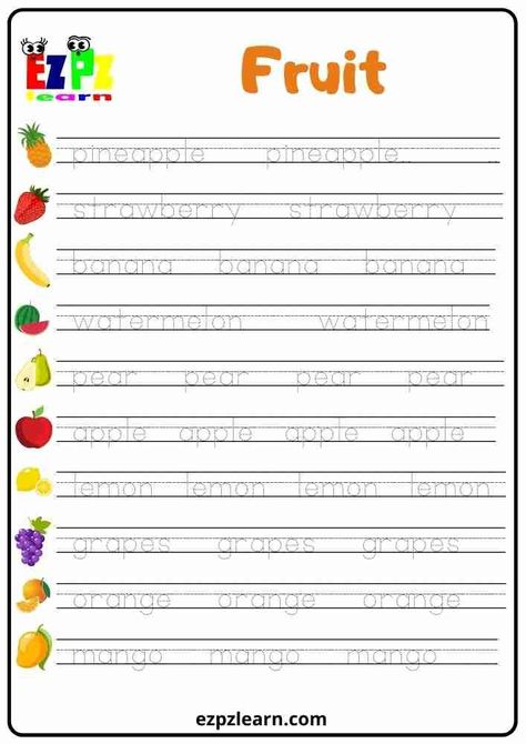 Word Tracing, Teach English To Kids, Abc Worksheets, Sight Words Printables, Valentine Words, Animal Worksheets, Preschool Writing, English Lessons For Kids, Vocabulary Worksheets