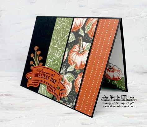 Stampin Up Rustic Harvest, Rustic Harvest Dsp, Fall Cards Handmade, Carte Halloween, Halloween Arts And Crafts, Hand Made Greeting Cards, Making Greeting Cards, Sketch Challenge, Sketch Inspiration