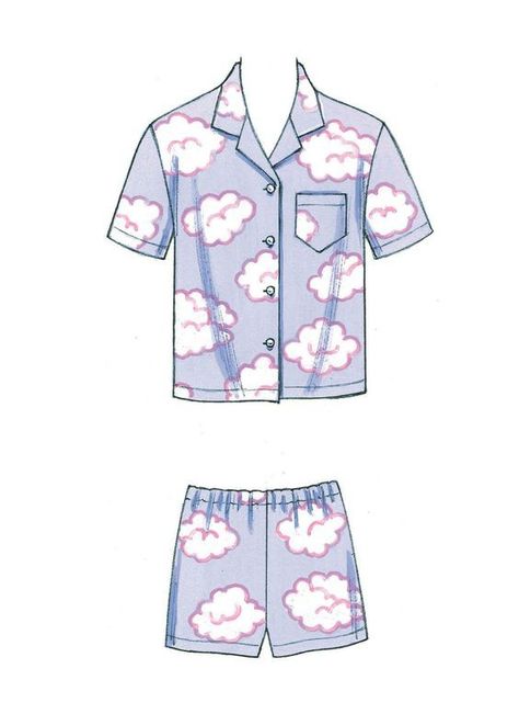 Anime Closet, Human Body Projects, Pajamas Aesthetic, Kwik Sew Patterns, Girls Pjs, Fashion Drawing Tutorial, Man Illustration, Sleepwear Fashion, Kwik Sew