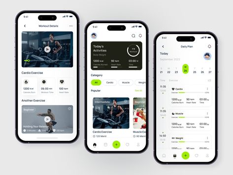 Fitness Mobile App Design by Virgiawan Listanto ✪ for Designcrea Studio on Dribbble Fitness Apps Design, Fitness Tracking App, App Wireframe, Gym App, Class App, Ux Design Mobile, Design Exploration, Android App Design, Ios App Design