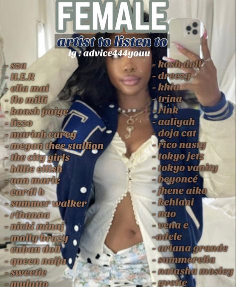 Female Rapper Playlist, Artists To Listen To On Spotify, Jhene Aiko Songs, Party Music Playlist, Rap Music Playlist, Travel Playlist, Female Artists Music, Kash Doll, Artists Music