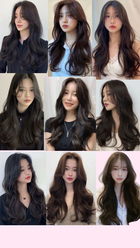 Korean Hairstyle Long, Korean Hairstyle Ideas, Trendy Curtain Bangs, Korean Long Hair, Korean Hairstyles, Korean Hair Color, Hair Inspiration Long, Layered Haircuts For Medium Hair, Girl Haircut