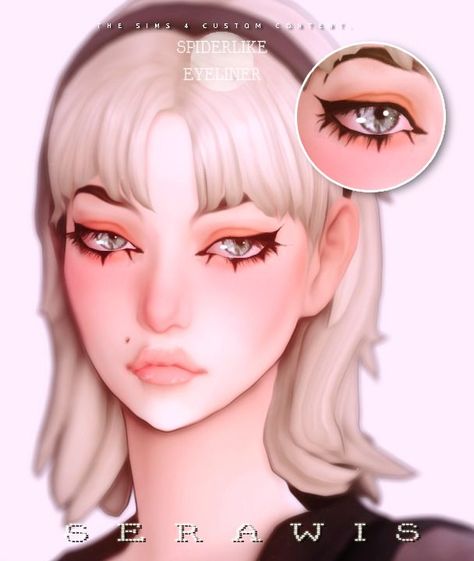 sims 4 eyeliner created by Serawis Sims 4 Mm Eyeliner, Emo Maxis Match Cc, Sims 4 Teeth Gems, Sims 4 Cc Hair Hq, Sims 44 Cc Makeup, The Sims 4 Led Lights Cc, Ts4 Eyeliner Cc, Sims 4 Cc Green Hair, Maxis Match Eyeliner