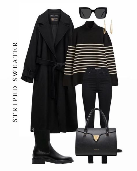 Zara Beauty, Sweater Hm, Striped Sweater Outfit, Mode Zara, Winter Fashion Outfits Casual, Zara Fashion, Mode Casual, Casual Work Outfits, Mode Inspo