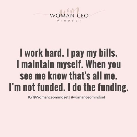 WOMAN CEO MINDSET 🦋 on Instagram: “🎶All the women, who are independent ⁣throw your hands up at me 🙌🏼⁣All the honeys, who making money ⁣throw your hands up at me🎶𝗧𝗮𝗴 𝗮𝗹𝗹 𝘁𝗵𝗲…” Women Money Quotes, Proud Of Myself Quotes, Strong Women Quotes Independent, Working Woman Quotes, Independent Girl Quotes, Making Money Quotes, Hard Working Woman Quotes, Independent Quotes, Tiny Quotes