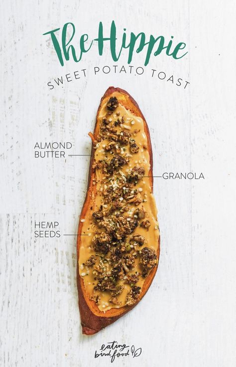 The Hippie Sweet Potato Toast with almond butter, granola and hemp seeds Roasted Sweet Potato Slices, Almond Butter Granola, Hemp Seed Recipes, Toasted Crackers, Potato Toast, Sweet Potato Slices, Sweet Potato Toast, Breakfast Routine, Sweet Potato Breakfast