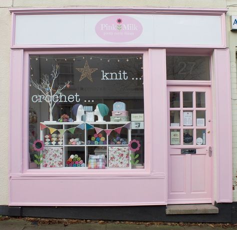 Boutique Patisserie, Pink Cafe, Haberdashery Shop, Store Window Displays, Boutique Display, Pink Shop, Pink Milk, Store Interiors, Shop Fronts