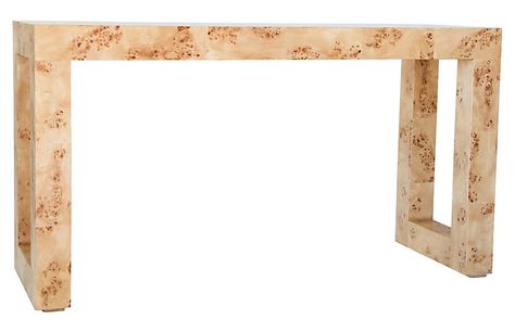 Ave Home - Chloé Console, Honey Burl | One Kings Lane Burl Wood Console Table, Burl Wood Console, Living Room Console Table, Wood Sofa Table, Living Room Console, Affordable Modern Furniture, Wood Sofa, Burl Wood, Wood Console Table