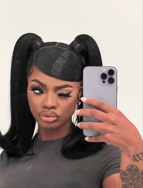 Barbie Ponytail, Two Ponytails, Pony Hairstyles, Weave Ponytail Hairstyles, Weave Ponytail, Y2k Hair, Black Ponytail Hairstyles, Pretty Braided Hairstyles, Celebrity Hairstyles