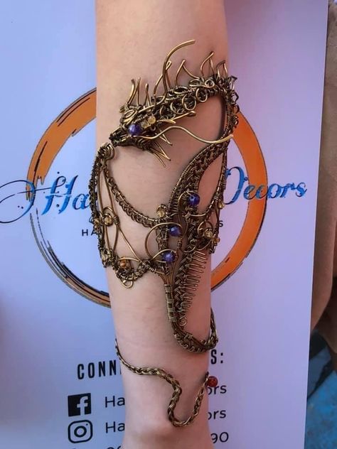 Dragon Cuff Bracelet, Targaryen Accessories, Arm Accessories Jewelry, Fairy Arm Cuff, Wire Arm Cuff, Snake Arm Cuff, Wire Decorations, Emma Darcy, Arm Cuff Jewelry