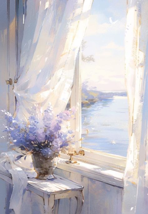 Ethereal Art, Dreamy Art, Pretty Wallpapers Backgrounds, Scenery Wallpaper, Anime Scenery, Window Sill, Pretty Art, Pretty Pictures, Pretty Wallpapers