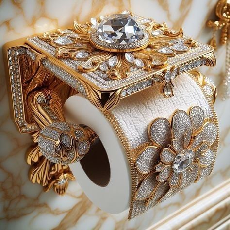 Luxurious Toilet, Bling Bathroom, Creative Bathroom Ideas, Beautiful Bathroom Decor, Paper Diamond, Luxury Toilet, Face Creams, Traditional Toilets, Trending Art