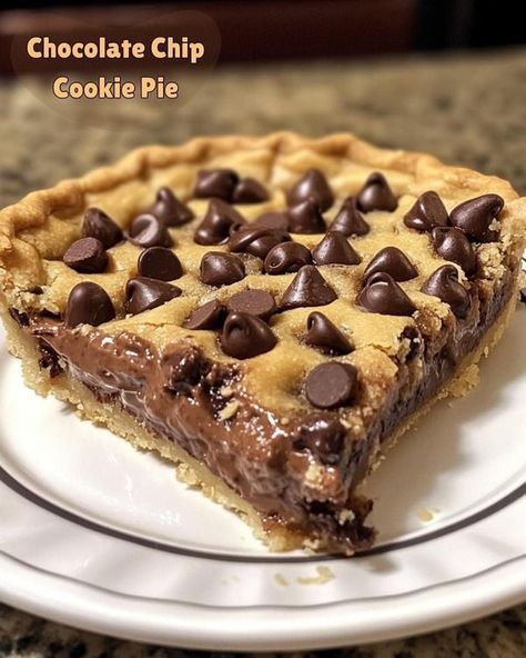 Chocolate Cookie Pie, Chocolate Chip Cookie Pie, Chocolate Cherry Cookies, Chocolate Chip Pie, Gooey Chocolate Chip Cookies, Warm Desserts, Cheesecake Bar Recipes, Easy Pie Recipes, Cream Pie Recipes