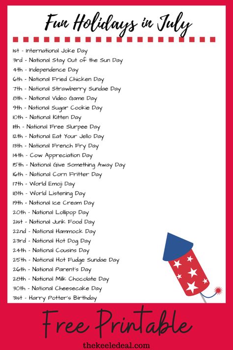 July Holidays 2023, July National Days 2024, Fun Holidays 2024, June National Days 2024, July Holidays List, July To Do List, National Days In July, Holidays In July, Cake Robot