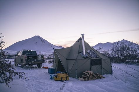 Caribou Hunting, Outfitter Tent, Hot Tent, Weather Wind, Tent Living, Wall Tent, Western Landscape, Tent Design, Canvas Tent