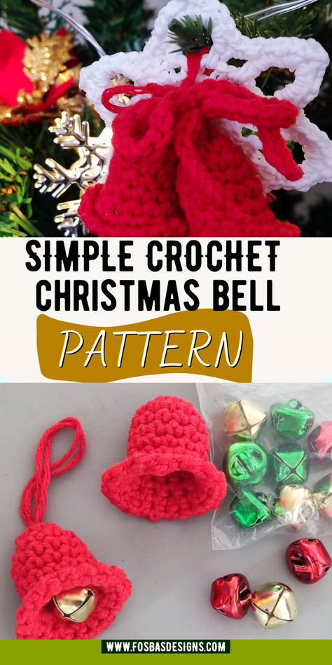 Christmas crochet bells free pattern - Free crochet pattern for beautiful Christmas bells, perfect for holiday decorations and gifts. Easy Beginner Christmas Crochet, Crocheted Christmas Bells, Crochet Bells Christmas, Crochet Christmas Bell Ornaments, Crochet Bell Ornament, Crochet Bells Pattern Free, Easy Crochet Christmas Ornaments Free, Bell Flower Crochet, Easy Christmas Crochet Patterns Free