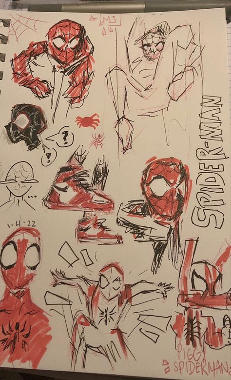 Jordans Art, Sketchbook Pages Inspiration, Aesthetic Digital Art, Spiderman Sketches, Sketchbook Aesthetic, All Spiderman, Spiderman Drawing, Spiderman Art Sketch, Spider Art