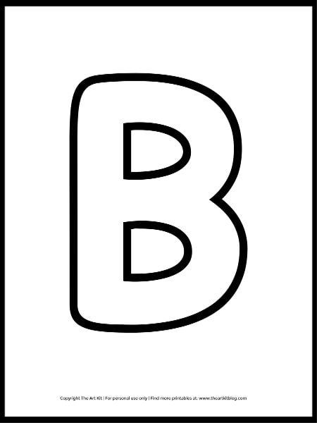 Uppercase Letter B Outline Printable (FREE!) - The Art Kit Letter Outlines Free Printable, The Letter B, Letter B Template Free Printable, Letter B Printable Free, Letter B Free Printable Worksheets, B Coloring Pages, Letter B Coloring Pages Free Printables, Trace Letter B Worksheet, Letter B Coloring Pages