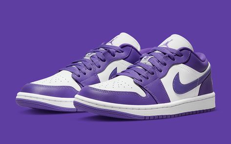 Air Jordans Low, Air Jordan 1 Low Purple, Jordan 1 Low Purple, Air Jordan Low, Jordan Low, White Basketball, All Nike Shoes, Purple Nikes, Cute Nike Shoes