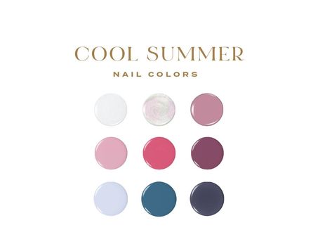 Cool Summer Palette Nails, Cool Summer Color Palette Nails, Cool Summer Nail Colors, True Summer Nail Colors, Best Nail Polish Colors, Cool Summer Palette, Nail Polish Colors Summer, Soft Summer Colors, Summer Nail Polish