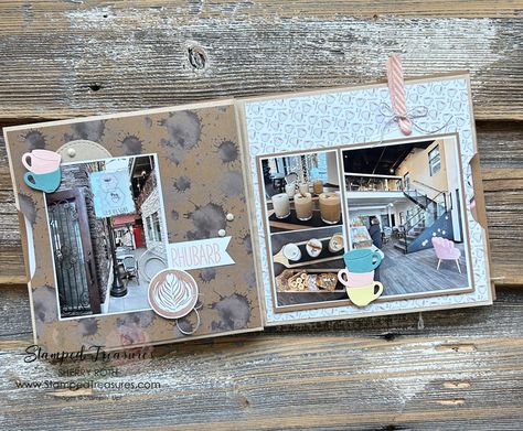 Coffee Themed Mini Album Layout Coffee Scrapbook Layout, Coffee Scrapbook, Monday Post, Album Layout, Planner Essential, Local Coffee Shop, Memory Keeping, Mini Scrapbook Albums, My Coffee