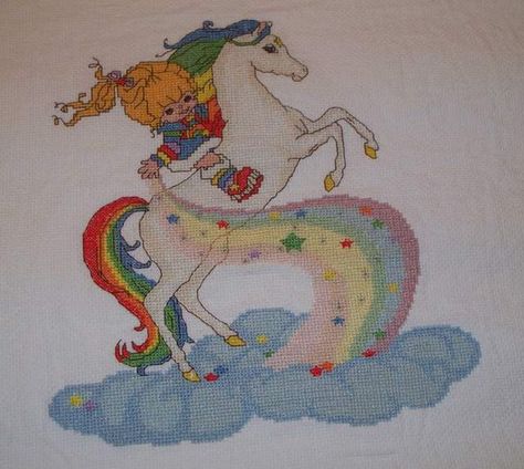 Bright Cross Stitch, Cross Stitch Angels, Geek Crafts, Stitch Cartoon, Rainbow Bright, Disney Cross Stitch, Baby Cross, 80s Cartoons, Rainbow Brite