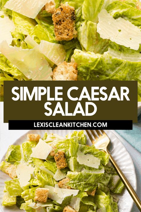 A classic for a reason, this Easy Homemade Caesar Salad is crunchy, creamy and so delicious! Serve it as is, or with a quick grilled chicken breast to make for the best Caesar salad ever. The Best Caesar Salad, Best Caesar Salad, Homemade Caesar Salad, Kitchen Website, Homemade Caesar, Lexi's Clean Kitchen, Grilled Chicken Breast, Classic Salad, Caesar Salad Recipe