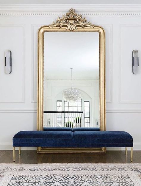 Hall. Large Floor Mirror, Foyer Decorating, Foyer Design, Mirror On The Wall, A Rug, Large Mirror, Remodel Bedroom, Style At Home, Home Fashion