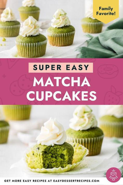 Discover a match(a) made in heaven! Try these dreamy Matcha Cupcakes, perfect for Matcha enthusiasts and newcomers alike. Refreshing green tea flavor paired with sweet buttercream frosting. A cupcake recipe like no other! Get it on my site. Frosting A Cupcake, Sweet Buttercream Frosting, Fall Desserts Thanksgiving, Matcha Cupcakes, Best Easy Dessert Recipes, Green Cupcakes, Best Matcha, Easy Cupcake Recipes, Easy Dessert Recipes