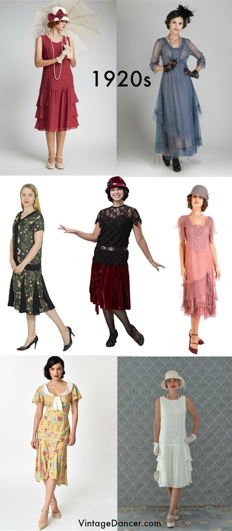 Non-flapper 1920s tea dresses, day dresses, many with sleeves. Find them at vintagedancer.com Casual 1920s Outfit, 1920s Outfit Ideas, 1920s Outfit, 1920s Day Dress, Style Année 20, Ropa Upcycling, 1920s Fashion Dresses, 1920s Fashion Women, 1920s Women