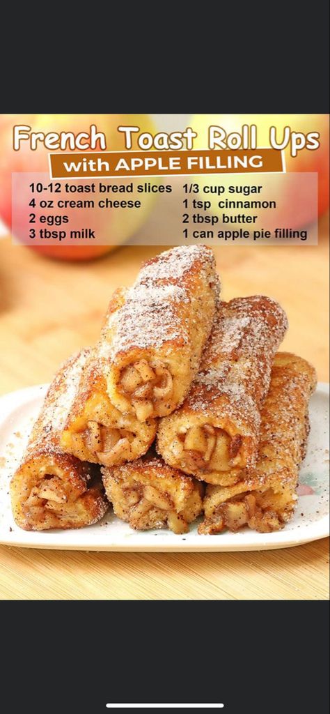 Apple Pie French Toast Roll Ups, French Apple Pie Recipe, Apple Pie French Toast, Toast Roll Ups, Apple French Toast, Apple Ideas, French Toast Roll Ups, French Toast Rolls, Homemade Apple Pie Filling