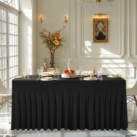 PRICES MAY VARY. Wrinkle-resistant Spandex 4ft Rectangle Banquets Tablecloth : Black Table skirt always brings a neat and elegant look to your table and covers all supplies which you prefer to hide under the table. Our tablecloth can withstand repeated use and frequent laundering. And Table cover will not fade ,during washing or use. Black Tablecloth for Party Installs in Seconds : When you will receive one 4ft or 6ft Black Tablecloth, one-piece anti-crease design can be installed on a 4ft or 6f Black Tablecloth Wedding Decor, Black Velvet Table Cloths, Black Table Cloth With Red Overlay, Black Tablecloth Wedding, Gothic Tablecloth, Goth Tablecloth, Black Chritmas Tablecloth, Halloween Tablecloth, Black Tablecloth