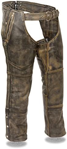 Milwaukee Leather Men's Distressed Brown Leather 4 Pocket Chap w/Triple Stitch Detailing & Removable Thermal Liner Motorcycle Chaps, Riding Chaps, Leather Store, Big Belly, Club Style, Jacket Brands, Milwaukee, Leather Men, Brown Leather