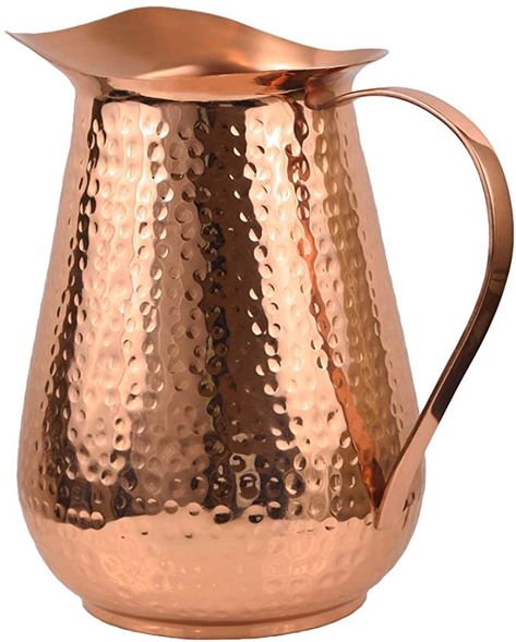 Amazon.com | Artisan’s Anvil Copper Pitcher w/Copper Handle, Pure 100% Hammered Vessel, Heavy Duty Copper Jug, Handmade, 70 fl. Oz, Best for Water, Ayurveda, Moscow Mule, Cocktails: Carafes & Pitchers Copper Decor Accents, Diy Plate Rack, Copper Tumblers, Copper Pitcher, Copper Kitchen Utensils, Copper Jug, Copper Vessel, Copper Decor, Copper Handles