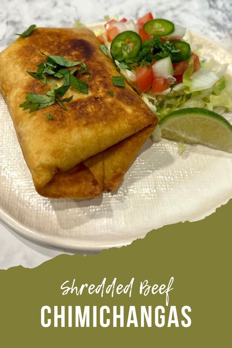 Shredded Beef Chimichanga Recipe, Beef Chimichanga Recipe, Shredded Beef Chimichangas, Easy Chimichanga Recipe, Beef Chimichanga, Family Dinner Recipes Kids, Chimichanga Beef, Beef Chimichangas, Chimichanga Recipe