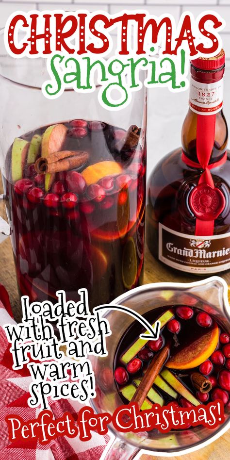 Christmas Sangria Red Christmas Sangria Recipe, Red Christmas Sangria, Christmas Sangria Recipes For A Crowd, Christmas Sangria Recipes Easy, Christmas Sangria Red, Holiday Sangria Recipes, Christmas Sangria Recipes, Cranberry Sangria, Sangria Drink