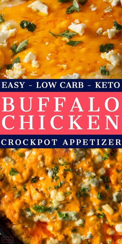 Keto Buffalo Chicken Dip! If you need an easy keto appetizer check out this low carb Buffalo Chicken Dip recipe with chicken, cream cheese, Frank’s Hot Sauce & Blue Cheese! Slow cook this keto dip in your crockpot or bake in the oven - either way, you’ve got the best Buffalo Chicken dip for tailgating & parties! Saving for the holidays & Superbowl! Yum! #keto #lowcarb #buffalochickendip #dip #appetizer #gameday #gamedayfood #holidayappetizer #buffalochicken Low Carb Buffalo Chicken Dip, Keto Buffalo Chicken Dip, The Best Buffalo Chicken Dip, Low Carb Buffalo Chicken, Buffalo Chicken Dip Oven, Buffalo Chicken Dip Ingredients, Keto Buffalo Chicken, Chicken Cream Cheese, Tartiflette Recipe