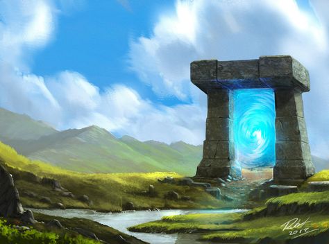 Fantasy Portal Art, Magic Door Fantasy Portal, Magic Portal Art, Magic Portal Aesthetic, Portal Rpg, Portal Drawing, Fantasy Portal, Magic Portal, Portal Art